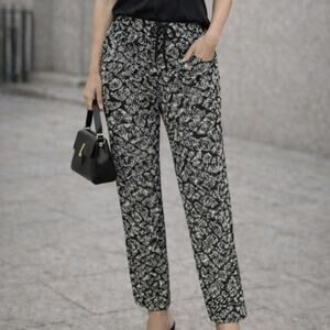 People Tree Pants Women's Size 10 Organic Cotton Casual Black White Pockets